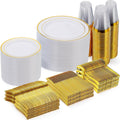 600 Pieces Gold Disposable Plastic Plates for 100 Guests