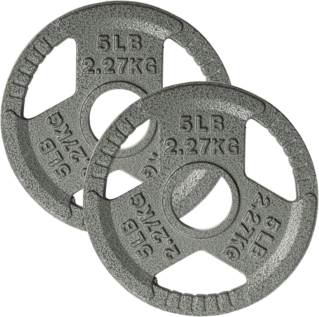 Tri-Grip Handles Cast Iron Olympic Weight Plates, 2-Inch Weight Plates for Weight Lifting with Smooth and Durable