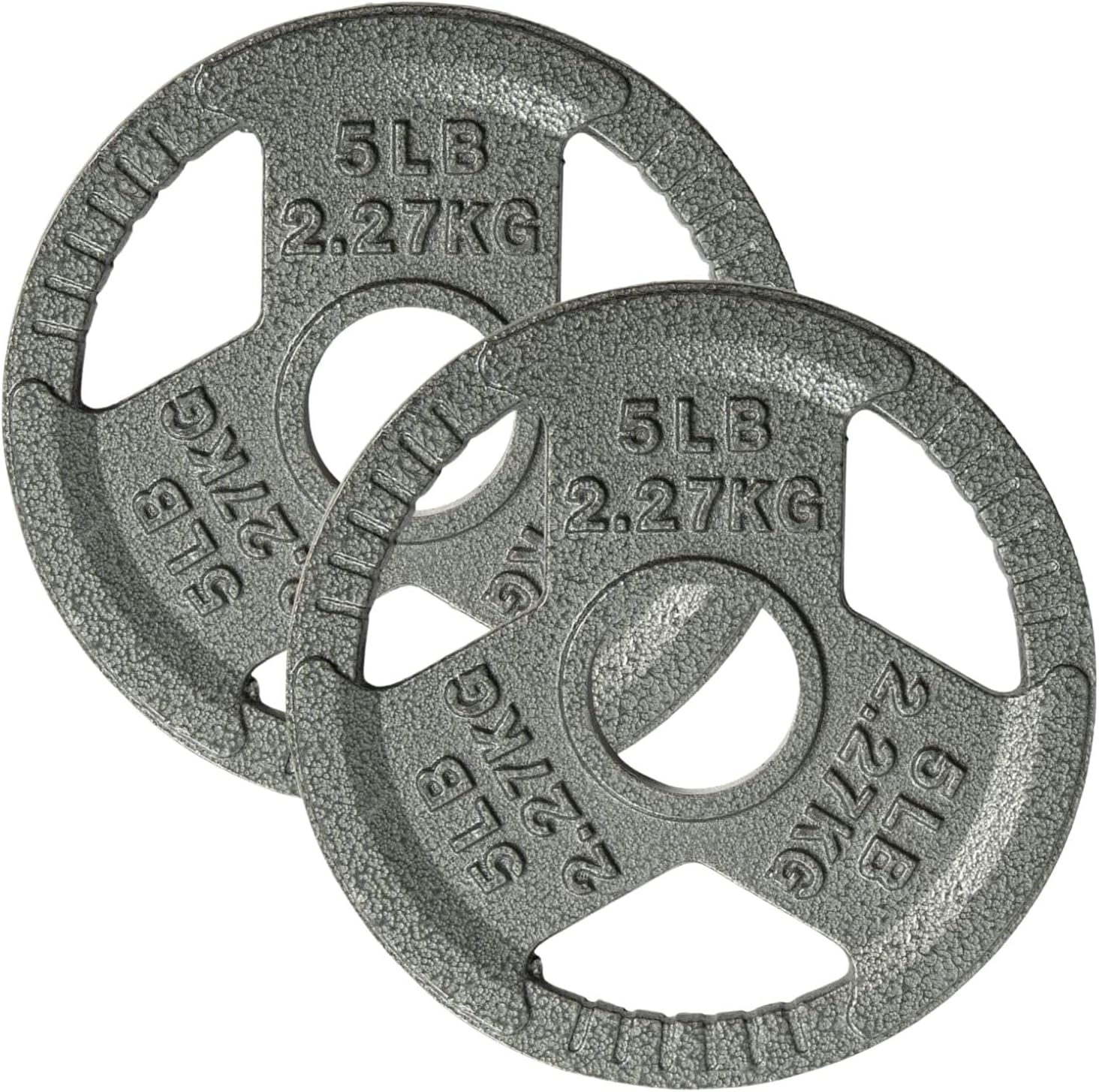 Tri-Grip Handles Cast Iron Olympic Weight Plates, 2-Inch Weight Plates for Weight Lifting with Smooth and Durable