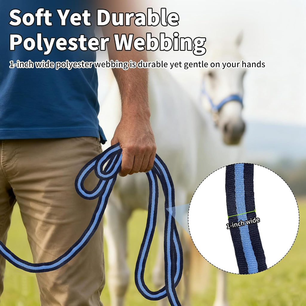 26FT Horse Lunge Line with Tangle-Free Swivel Snap,Quick Release,Heavy Duty Flat Training Rope for Lunging