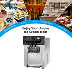 Commercial Soft Serve Ice Cream Machine, 2200W 3 Flavor Soft Serve Maker with LCD Touch Screen, 5.3-7.4 Gal/Hr High