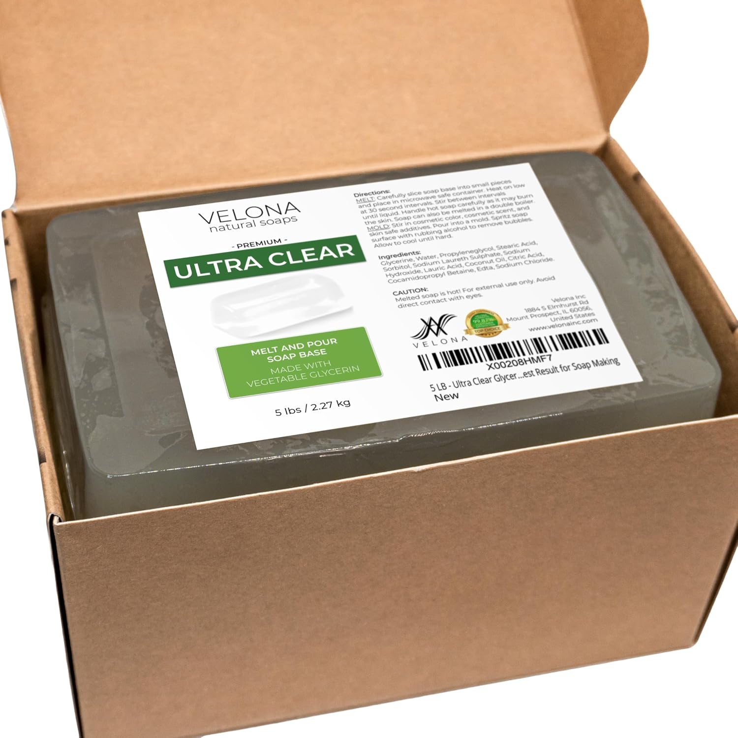 5 lb - Ultra Clear Glycerin Soap Base, Melt & Pour, Transparent