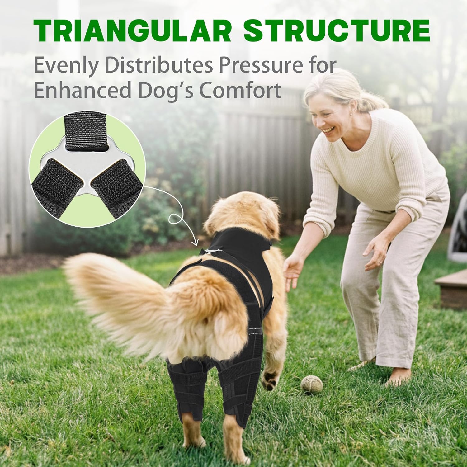 Dog Leg Braces for Back Leg, Adjustable Dog Knee Brace with 4 Stabilizers, Hip Support to Reduces Pain, Ligament