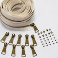 #5 White Copper Teeth Zipper by the Yard 5 Yard Kit (White/Copper Teeth)