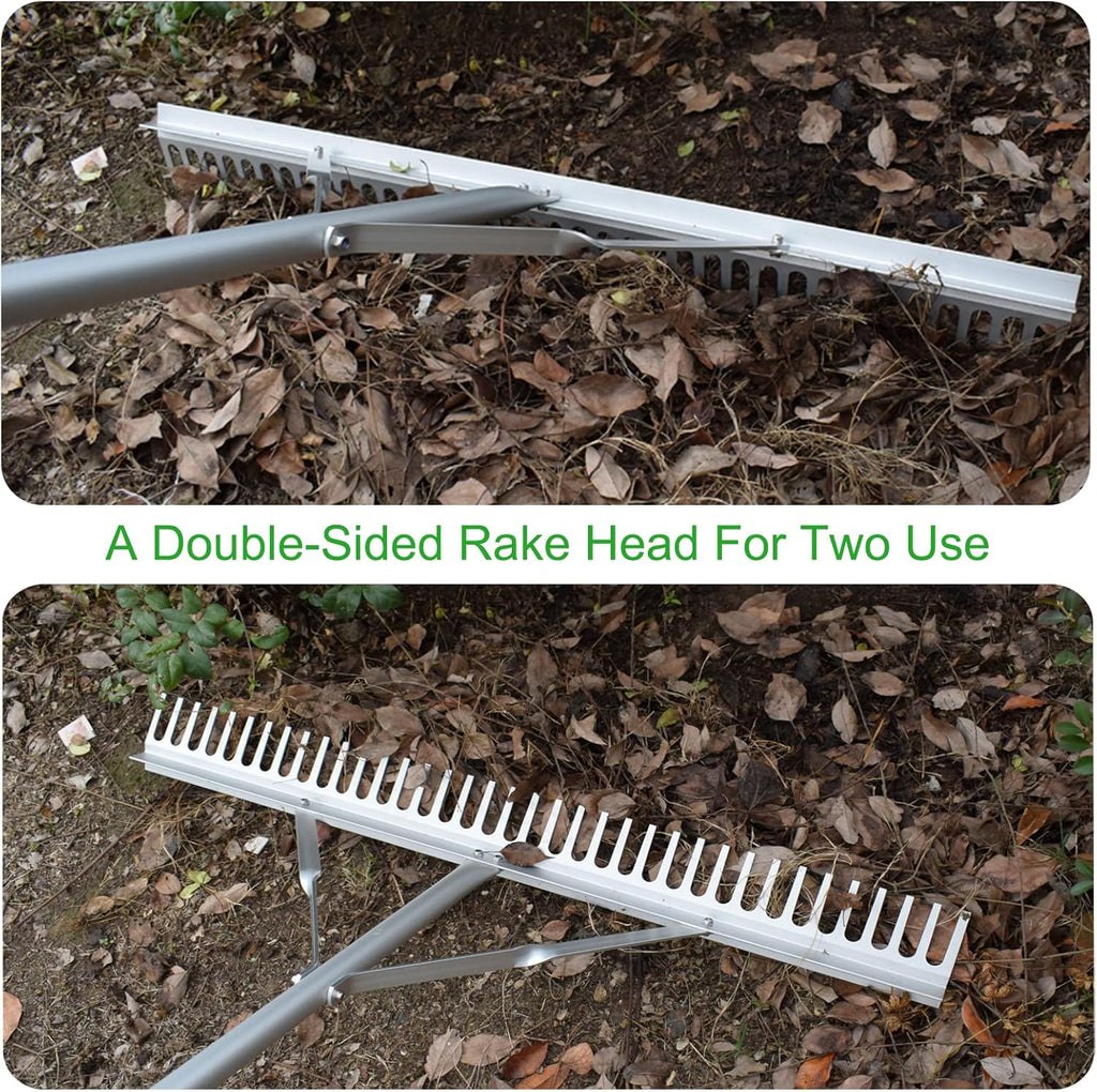 Landscape Rake, 36" Head Aluminum Lake Weed Rake for Lawns Lake Garden Pond | Heavy Duty Rake with 67 Inch Handle