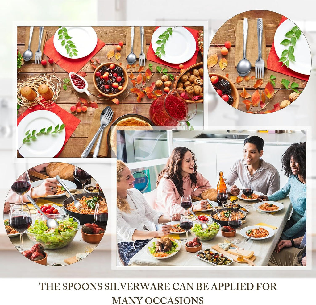 200 Pieces Forks and Spoons Silverware Set Stainless Steel Dinner