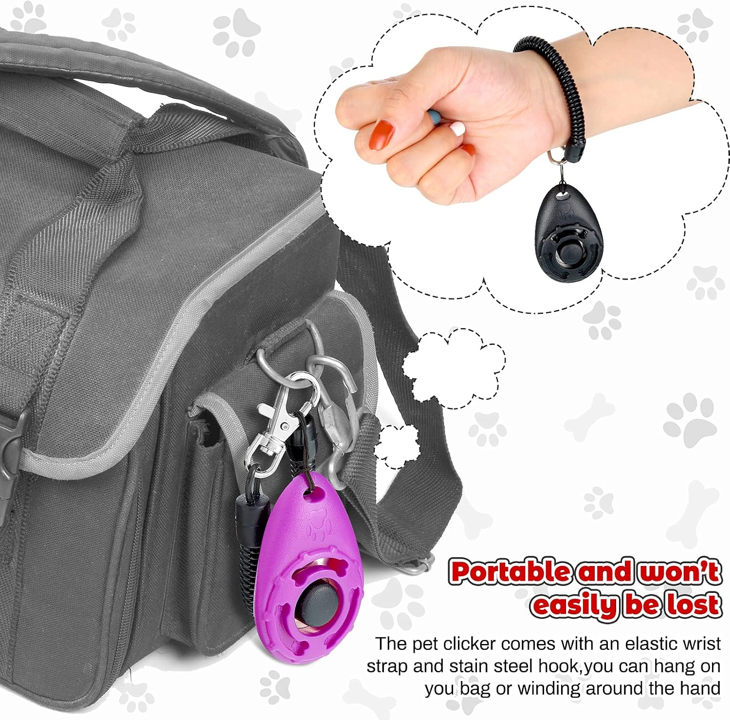 18 Pieces Dog Training Clicker, Pet Behavioral Training Clickers with Wrist Strap for Dogs Cats Puppy Birds
