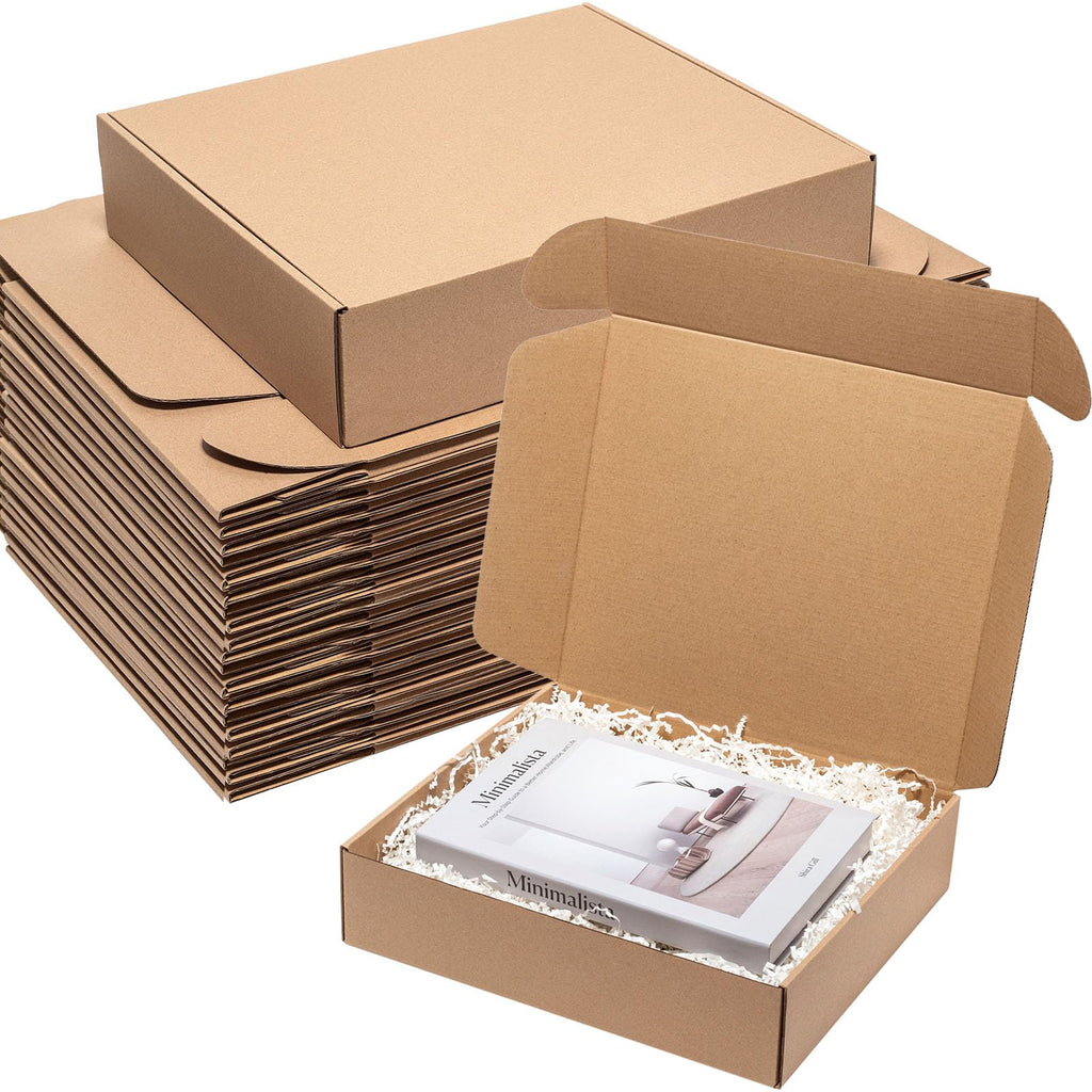 Brown Shipping Boxes 13x11x3" 25 Pack Corrugated Cardboard Mailers