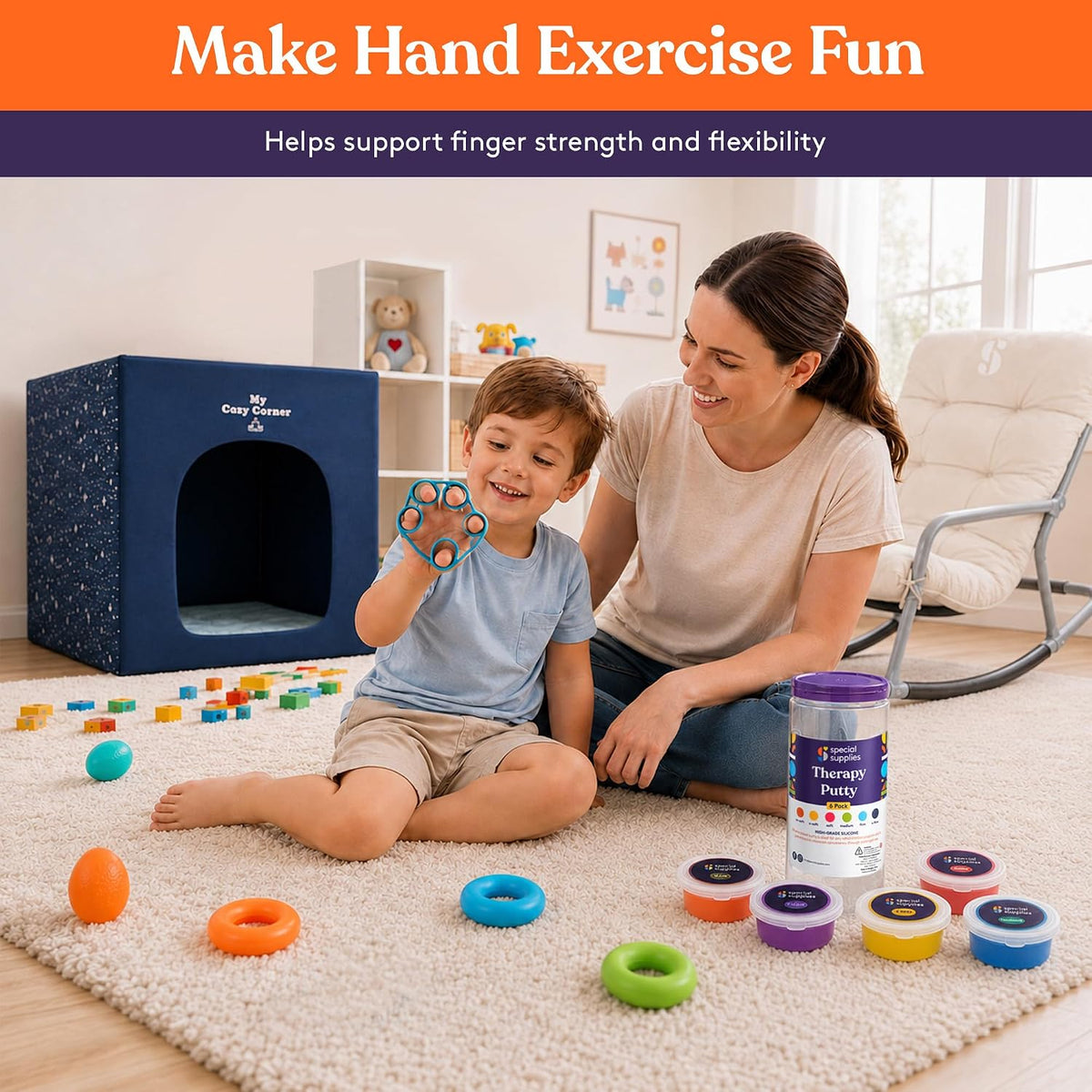 Physical Hand Therapy Putty Kit, Finger Exercisers, Hand Strengtheners, 15 Set Grip Strength,Dexterity, Mobility
