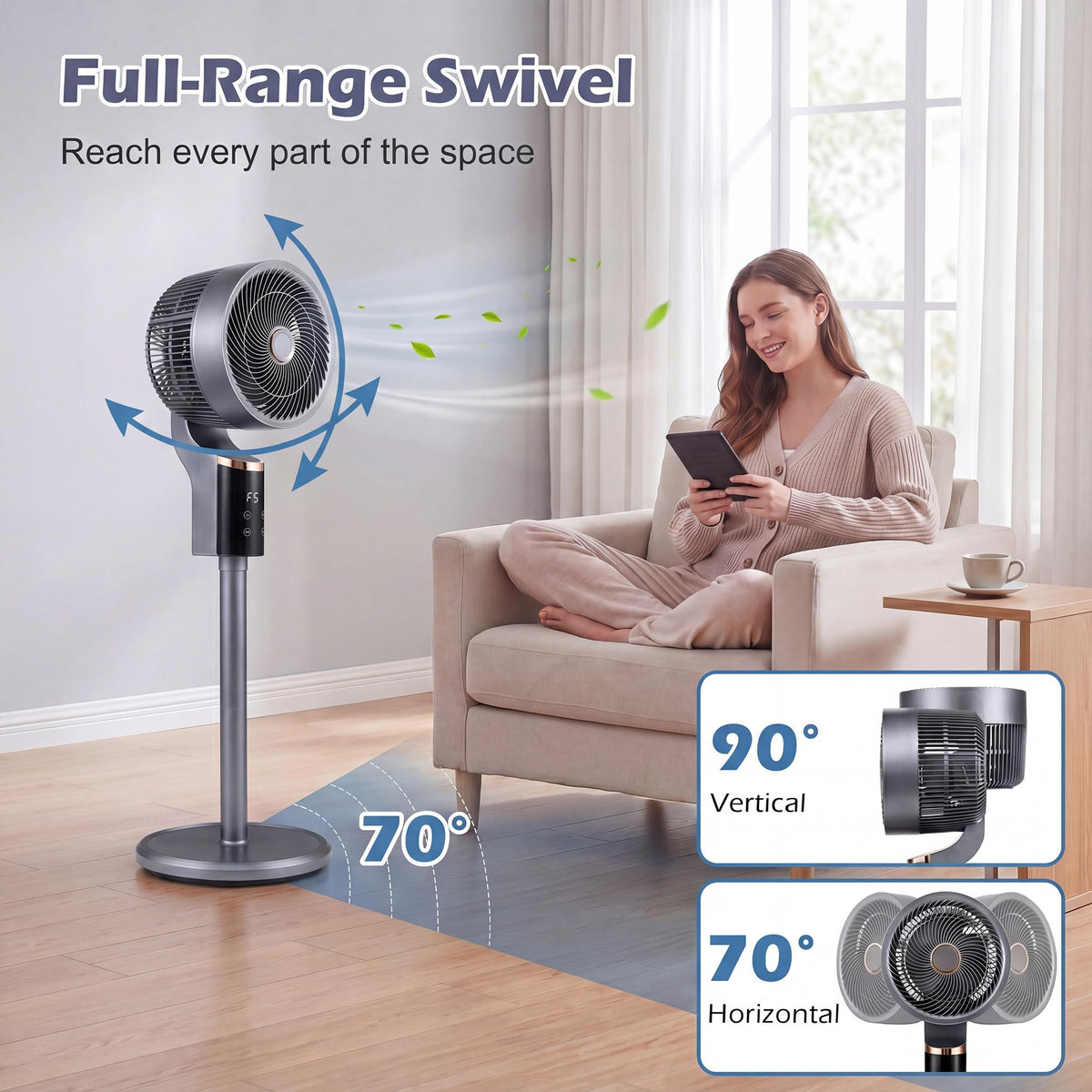 Pedestal Fan, Quiet Standing Fan with Remote Control