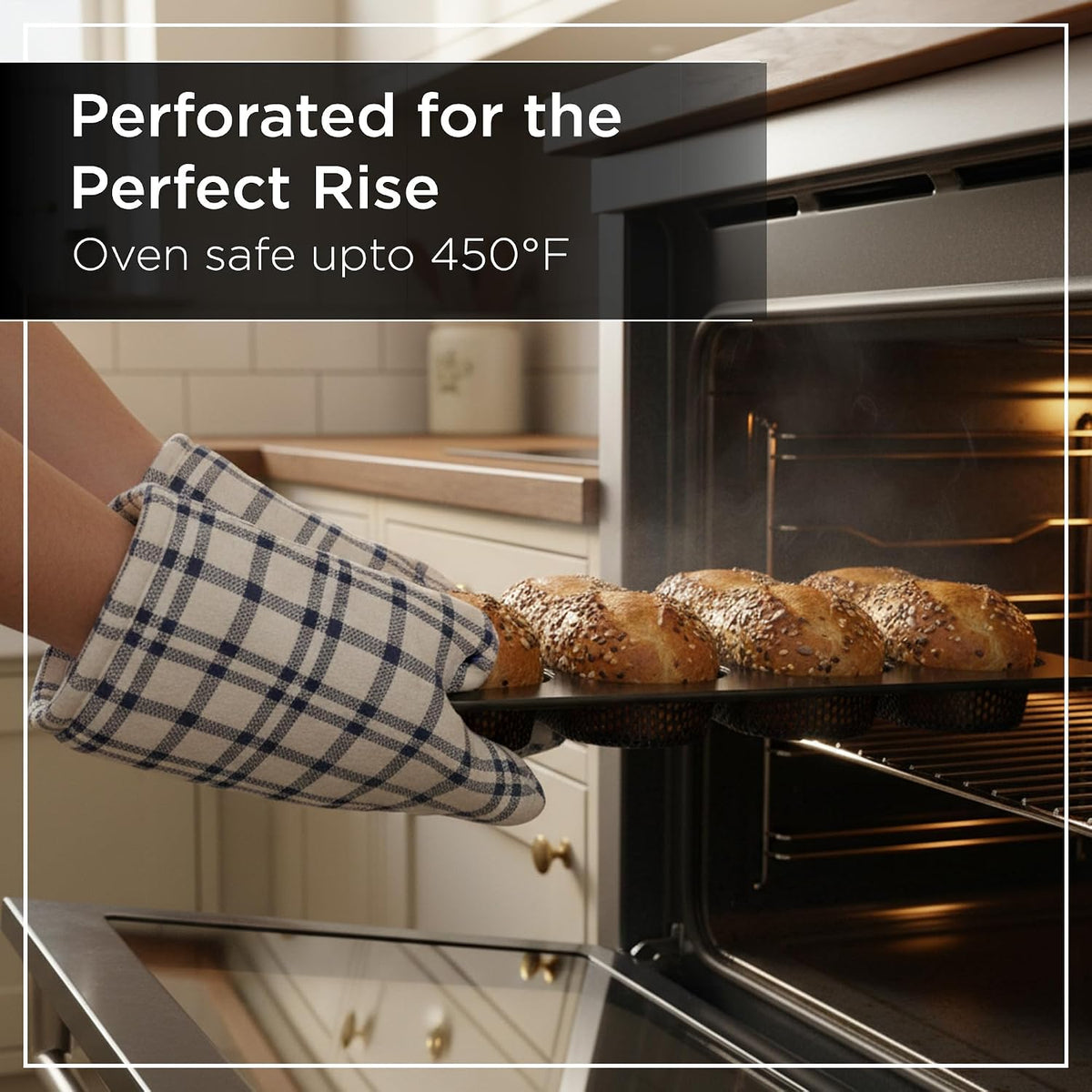 Perforated Hot Dog Bun Baking Pan - Nonstick Bread Mold