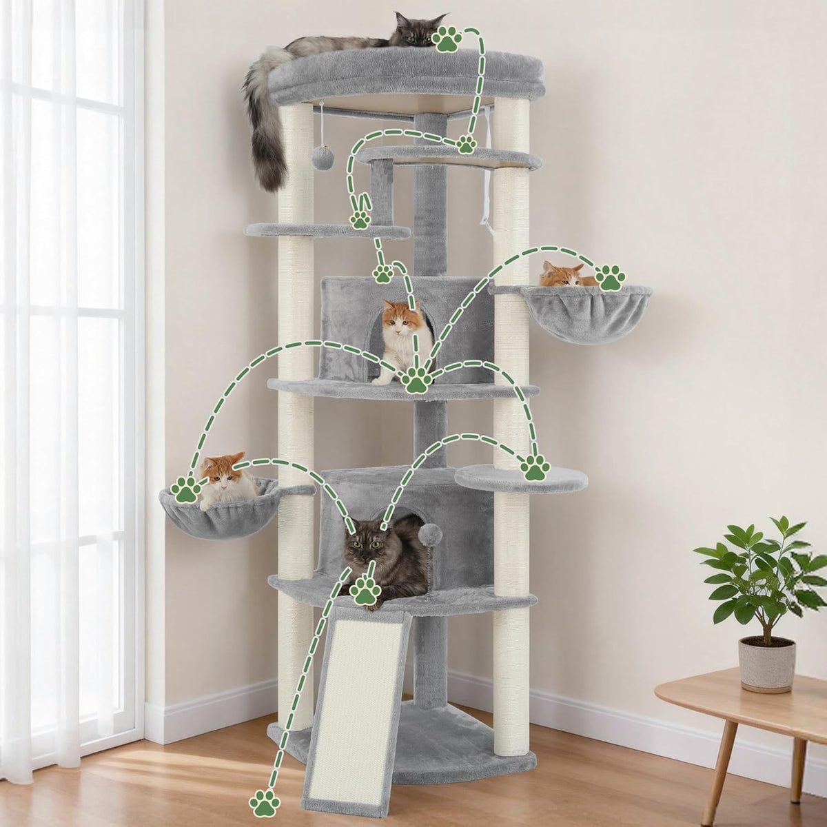 Corner Cat Tree, All Sisal Multi-Cat Scratching Posts GCT035W