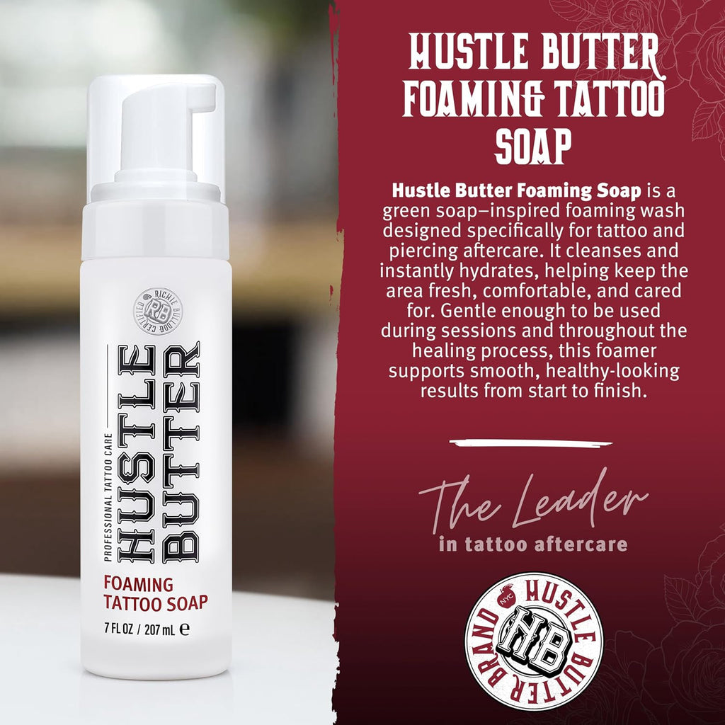 Hustle Bubbles Tattoo Aftercare Tattoo Soap - Dermatologist Tested Cleanser To Clean New Tattoos & Piercings