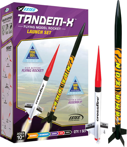 1469 Tandem X Rocket-Building Kit, Beginner Flying-Rocket Model Kit for Ages 10+, Includes Launch Pad and Controller