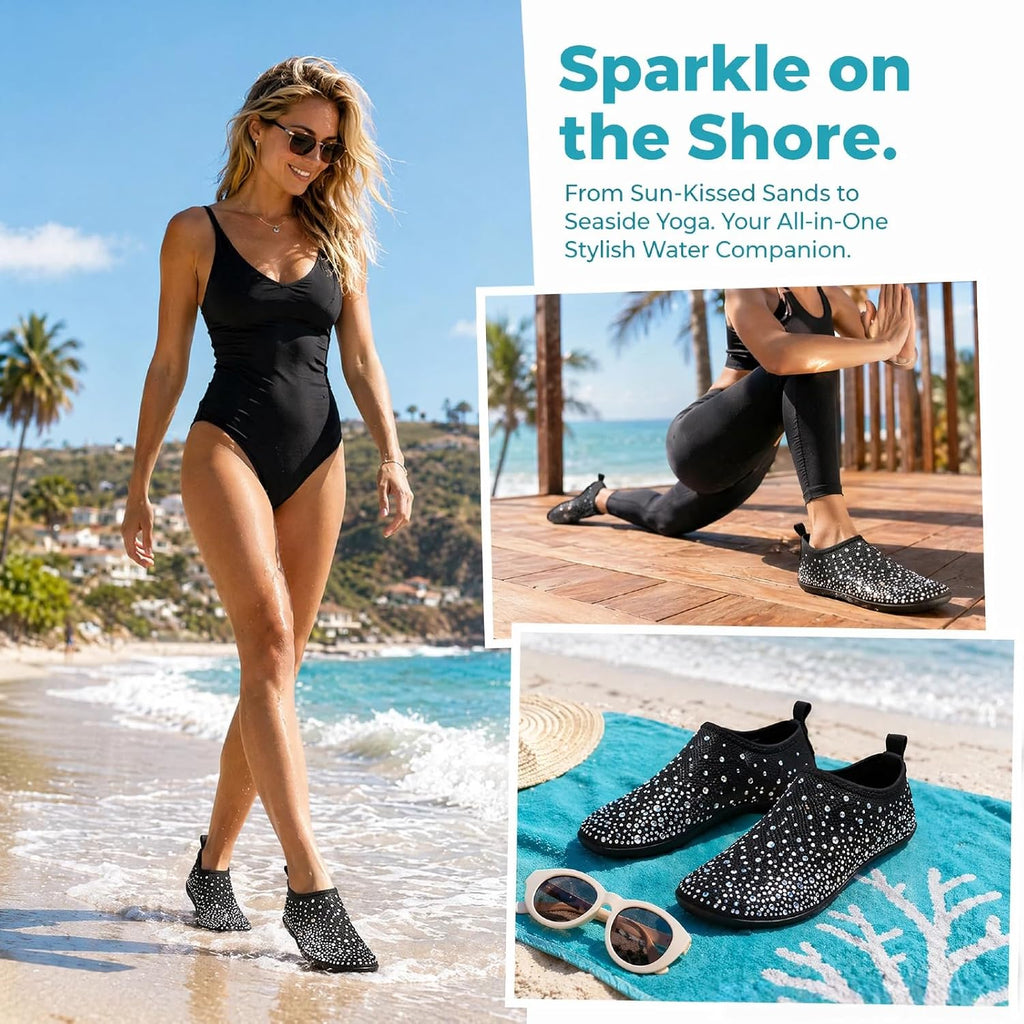 Womens Barefoot Water Shoes Quick-Dry Aqua Socks Slip-On Non Slip Beach Shoes Travel House Slippers Swim Surf Yoga