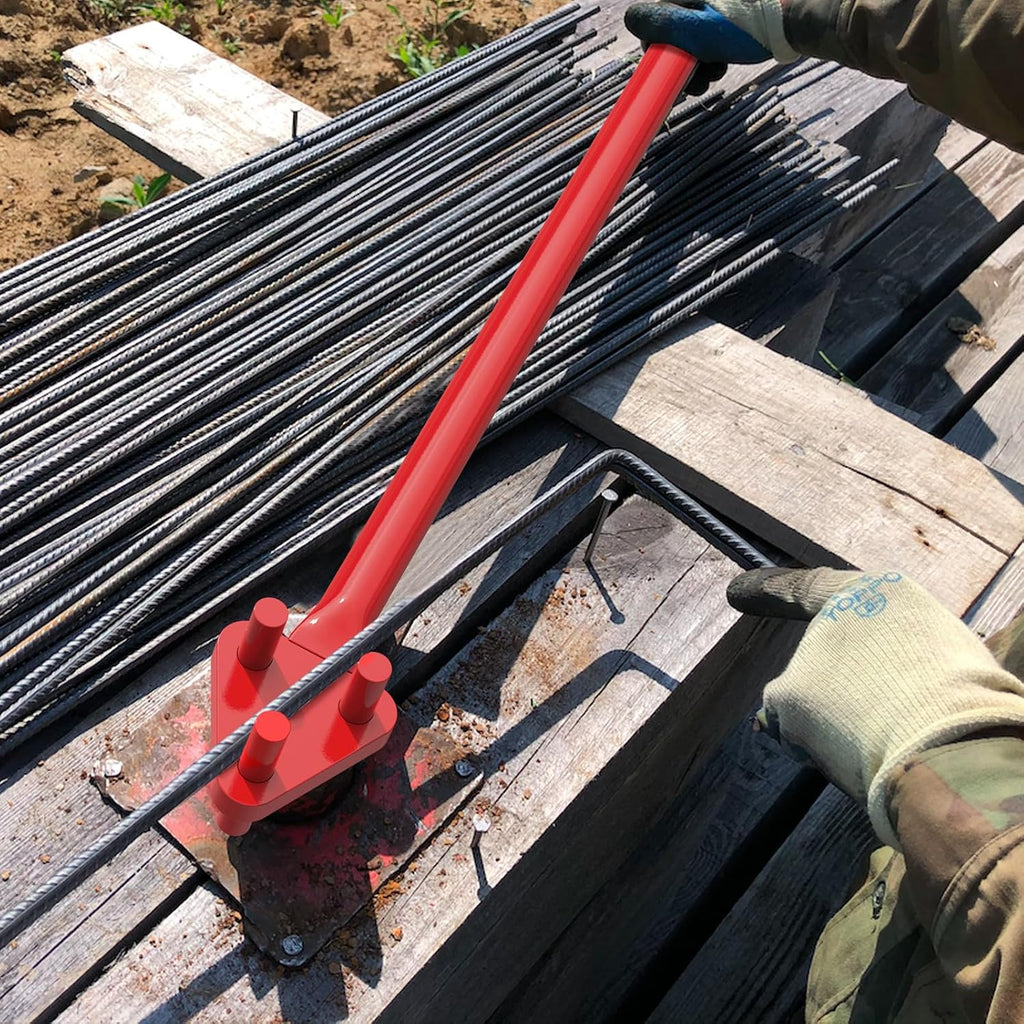 Manual Rebar Bender for 5/8" Bars - Hand Operated Metal Bending Tool with Reverse Head, Ideal for Flat Steel and