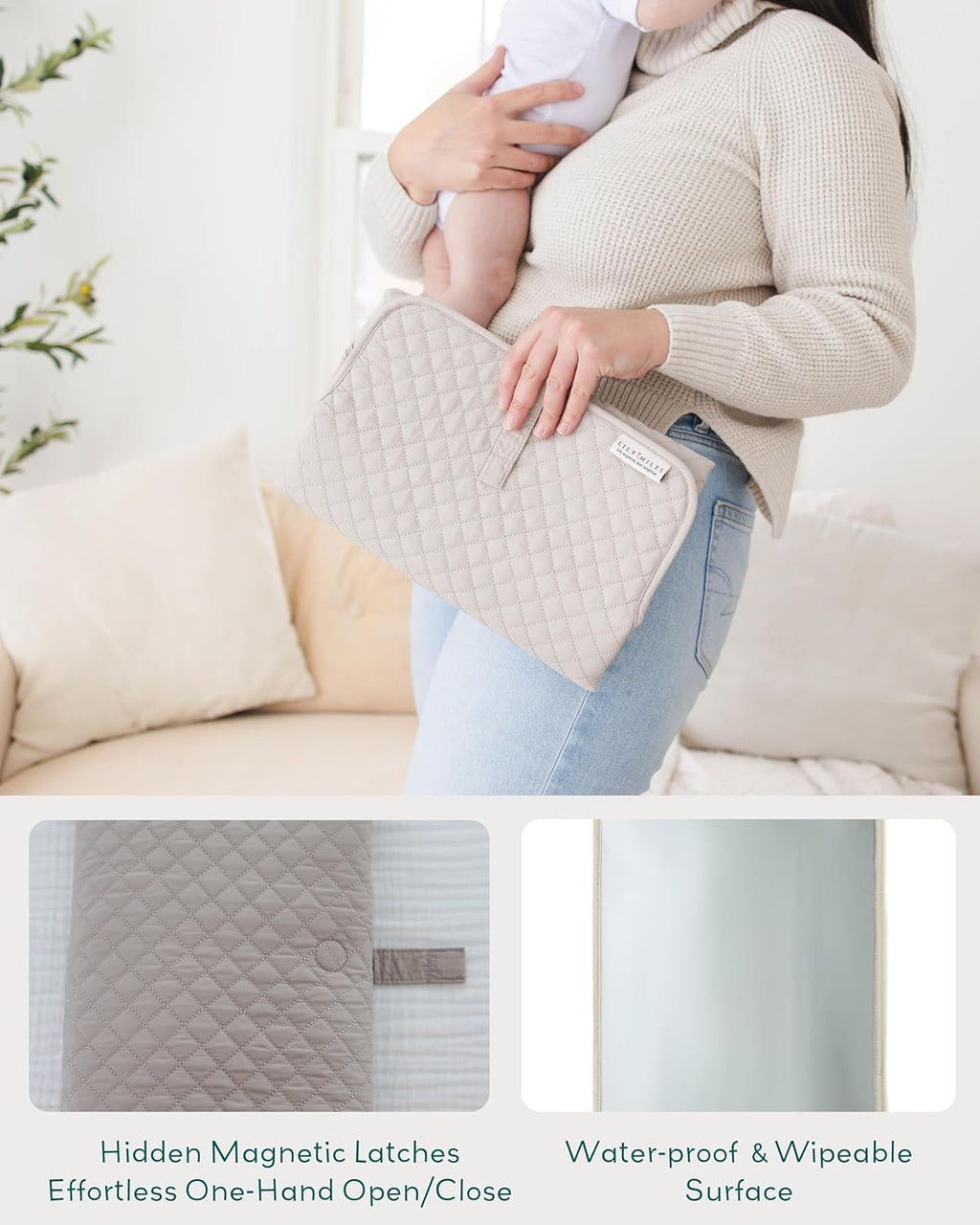 Diaper Changing Pad Portable, Baby Changing Mat with Magnetic Latches, Travel Pad for Diaper Bag, Baby Essentials