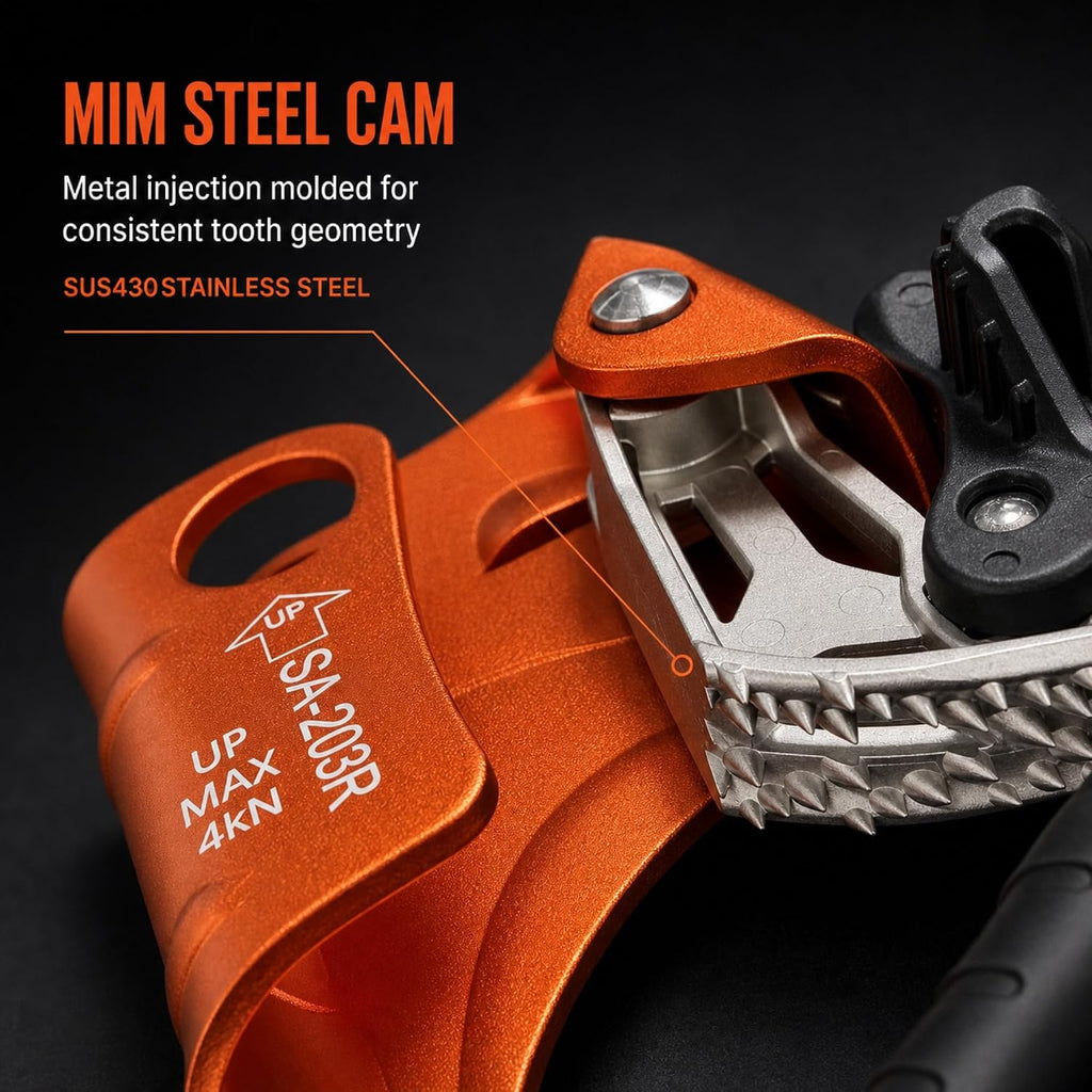 UIAA & CE Certified Climbing Rappelling Equip Hand Ascender Left Right Hand for 8-13mm Rope 4kN