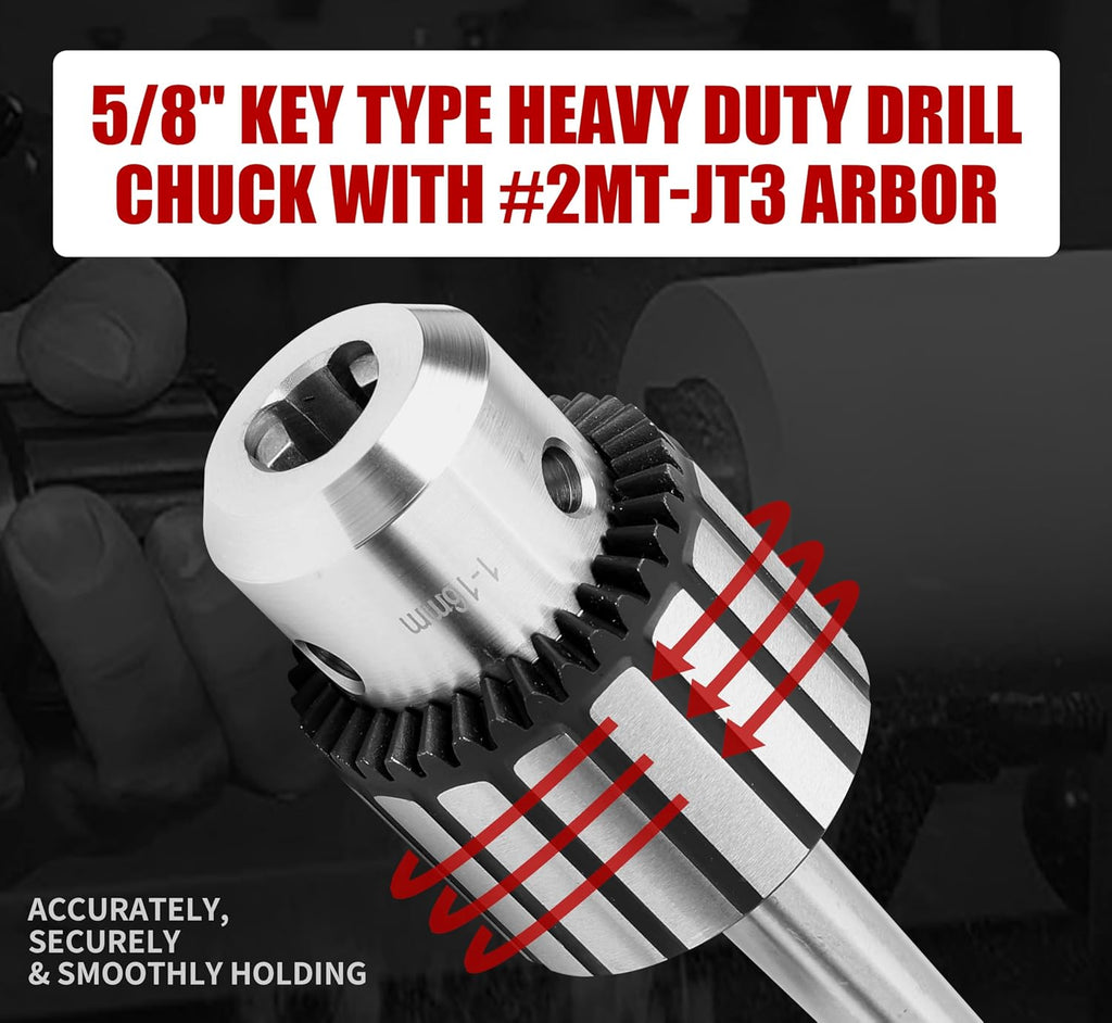 5/8-Inch Keyed Heavy Duty Drill Chuck with #2MT Taper Arbor