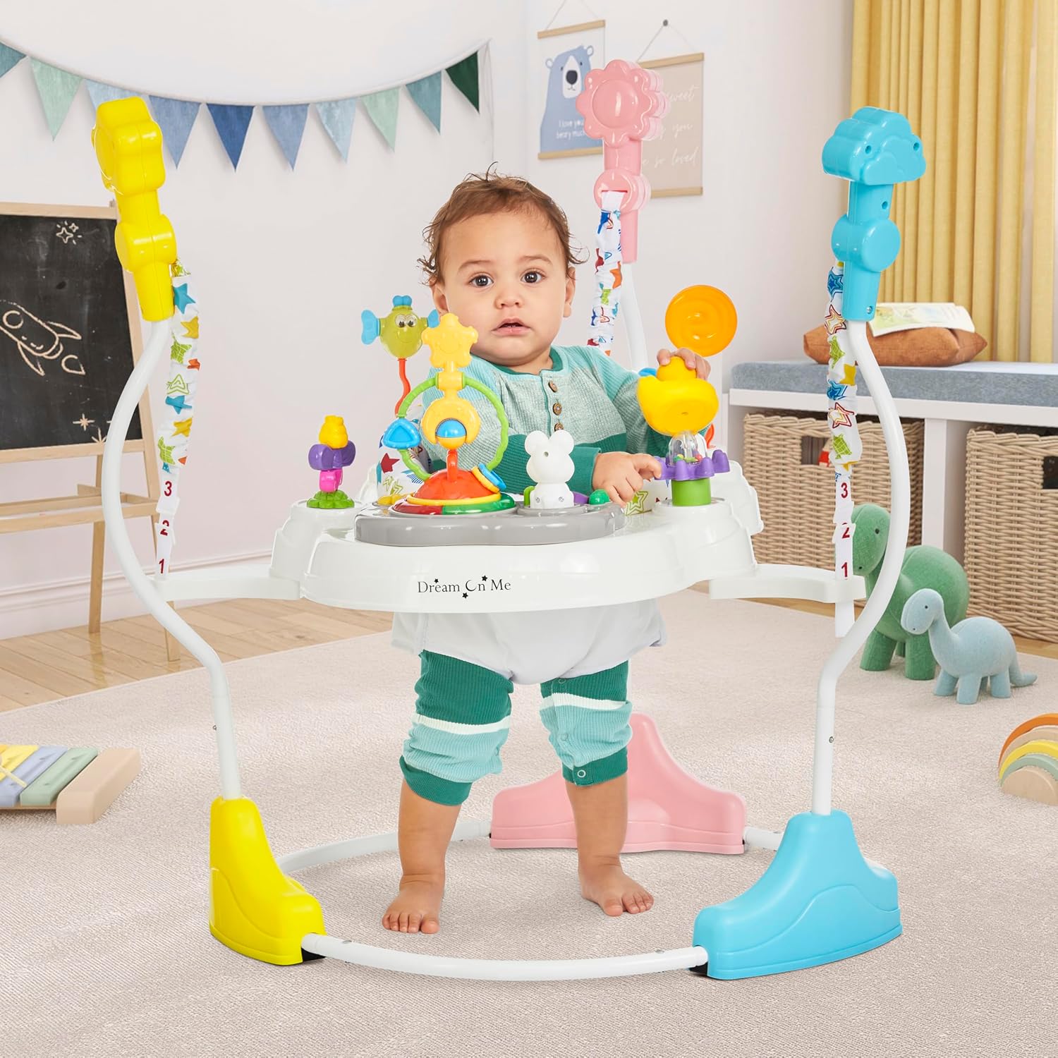 2-in-1 Baby Activity Center & Bouncer Jumper, 360° Rotating Seat, 3-Height Adjustable, 12 Melodies with Lights &