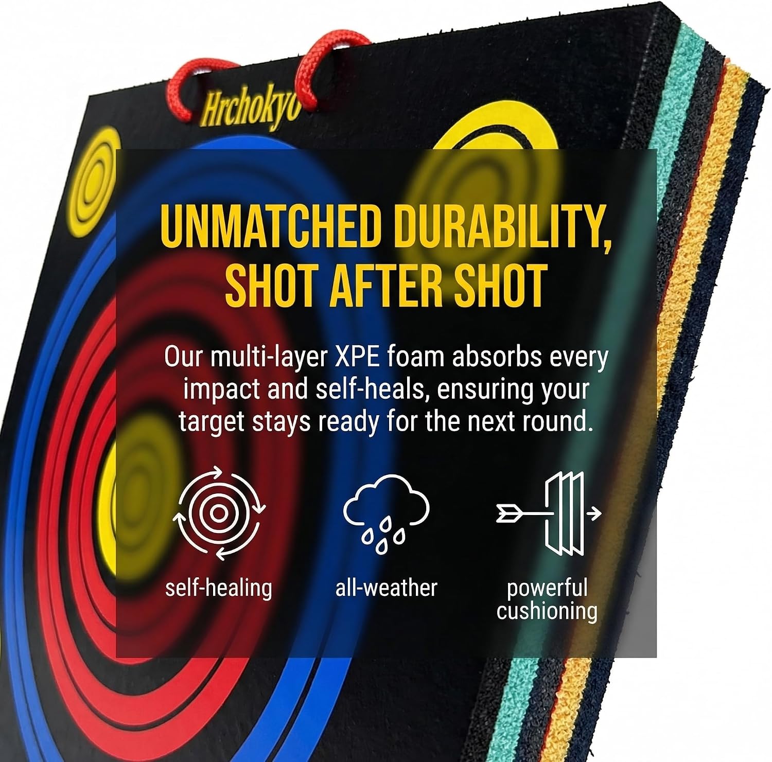 Archery Target - 20" XPE Foam Square Target for Recurve & Compound Bows, Suggestion 15–25lbs Bows, Portable Backyard