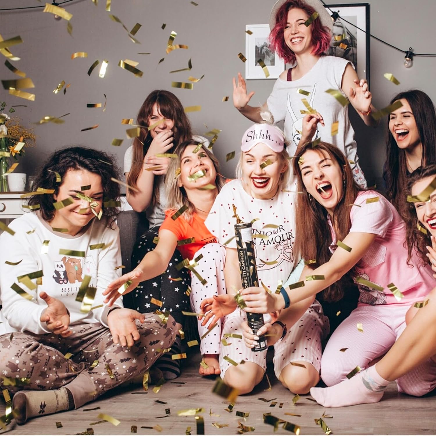 Confetti Cannons Confetti Poppers 5 Pack,15 Inch Gold Party Poppers Confetti Shooters, WORKKEEP Yello Confetti Pop