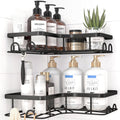 Corner Shower Caddy - 2 Pack, Adhesive Shower Organizers, Rustproof Stainless Steel Shower Shelves with 8 Hooks, No