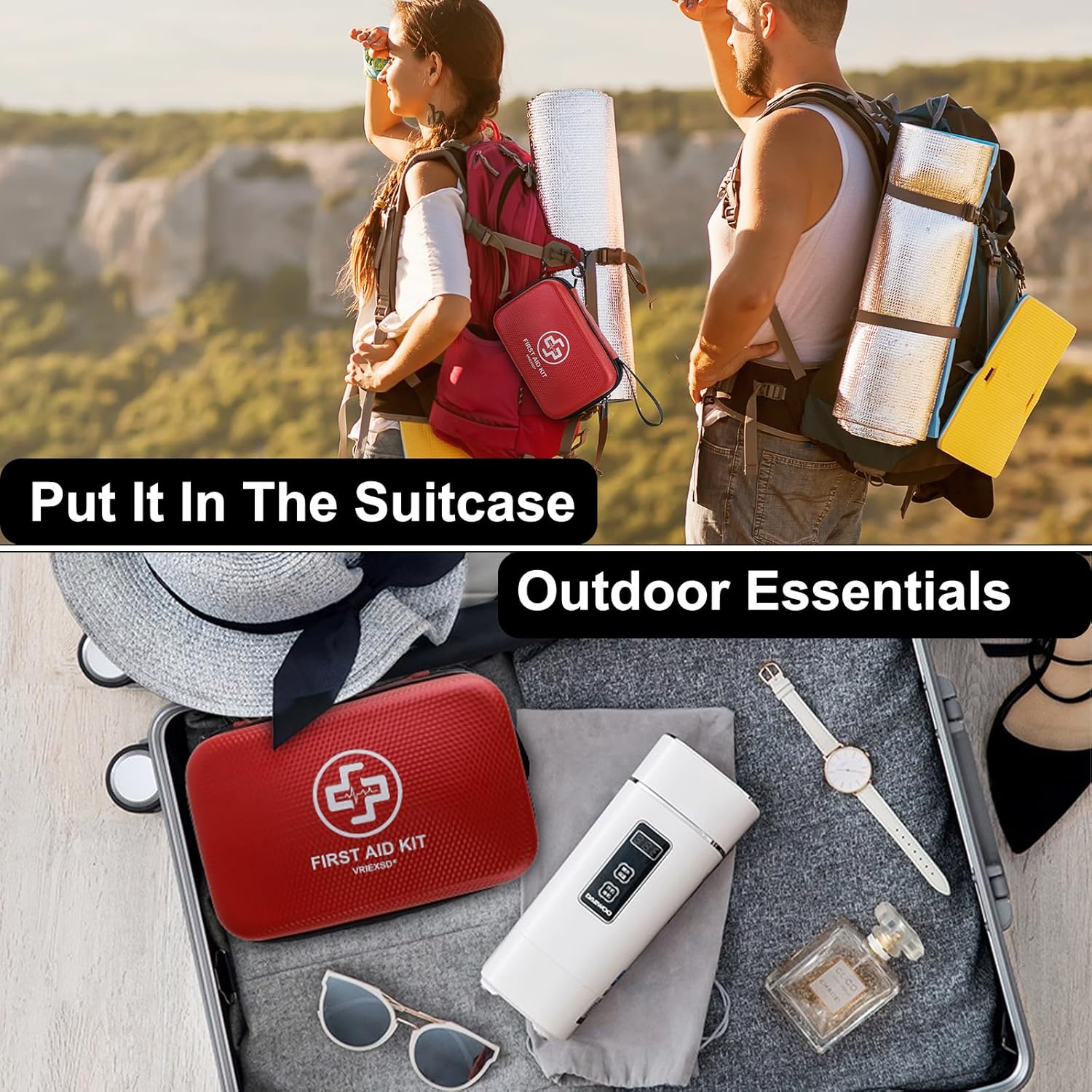 Premium First Aid Kit, 320 Piece Waterproof Hard Shell Eva First Aid Kit for Home, Camping, Cars, Hiking, Travel