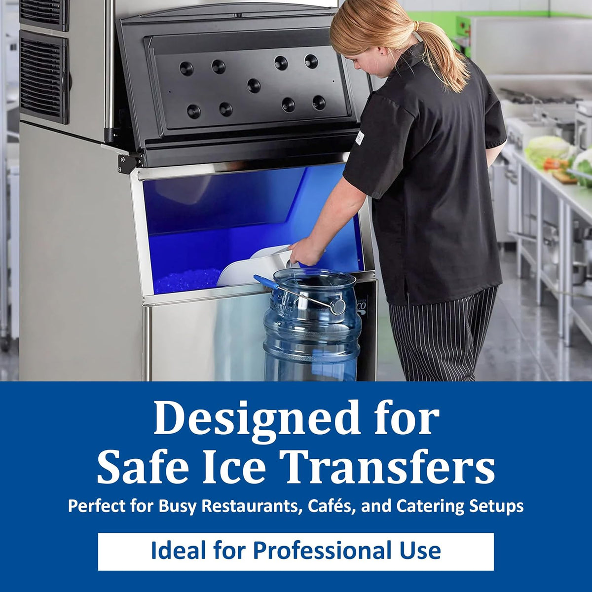 Ice Bucket, San Jamar Saf-T-Ice, 6 Gallon, Tri-Grip Handle, Blue, 2-Pack