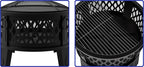26" Steel Fire Pit with Grill & Diamond Mesh Design,360° Airflow Tech for 80% Less Smoke,XL Flames,Heavy-Duty