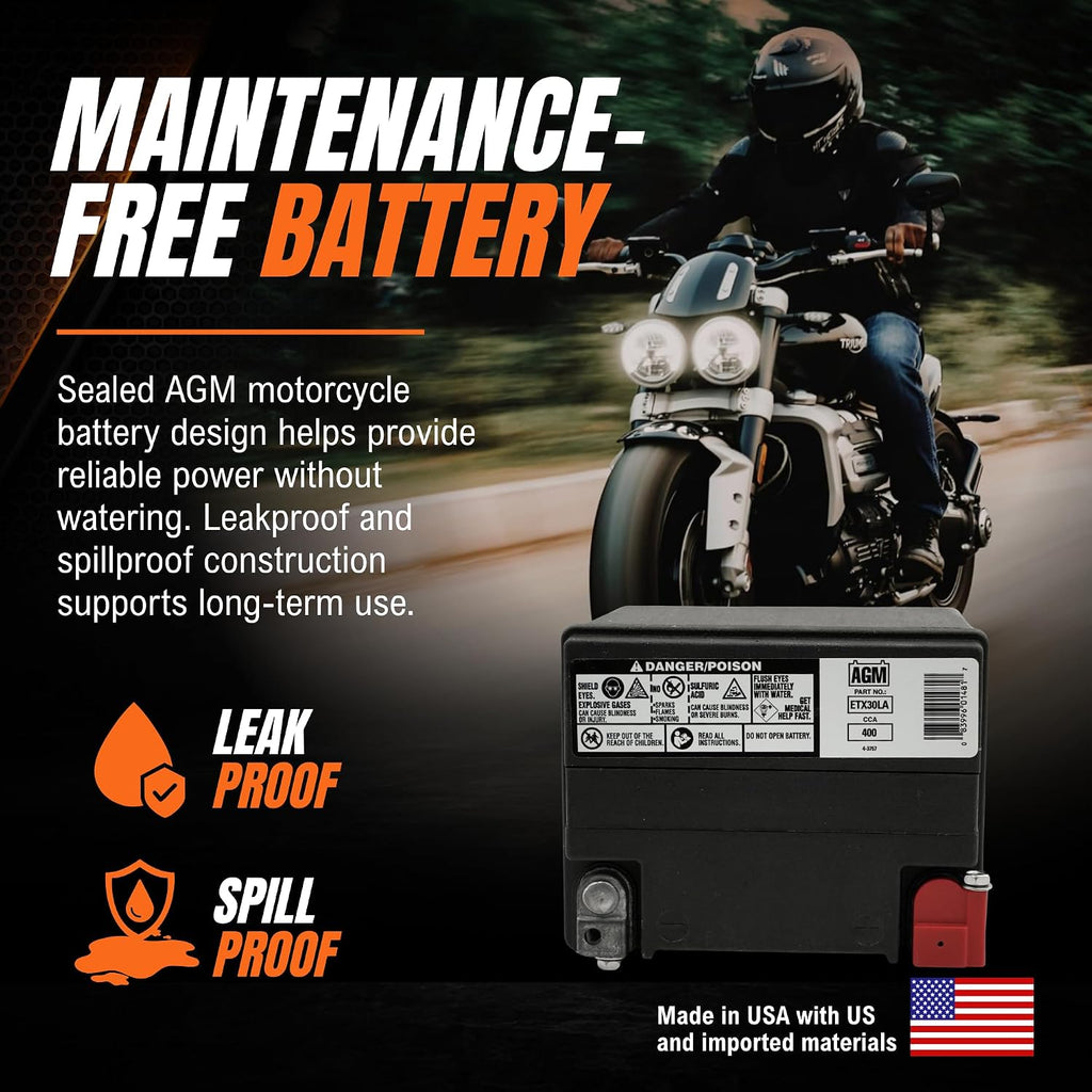 Deka AGM Battery ETX-30L Fits Select Harley Davidson Motorcycles …