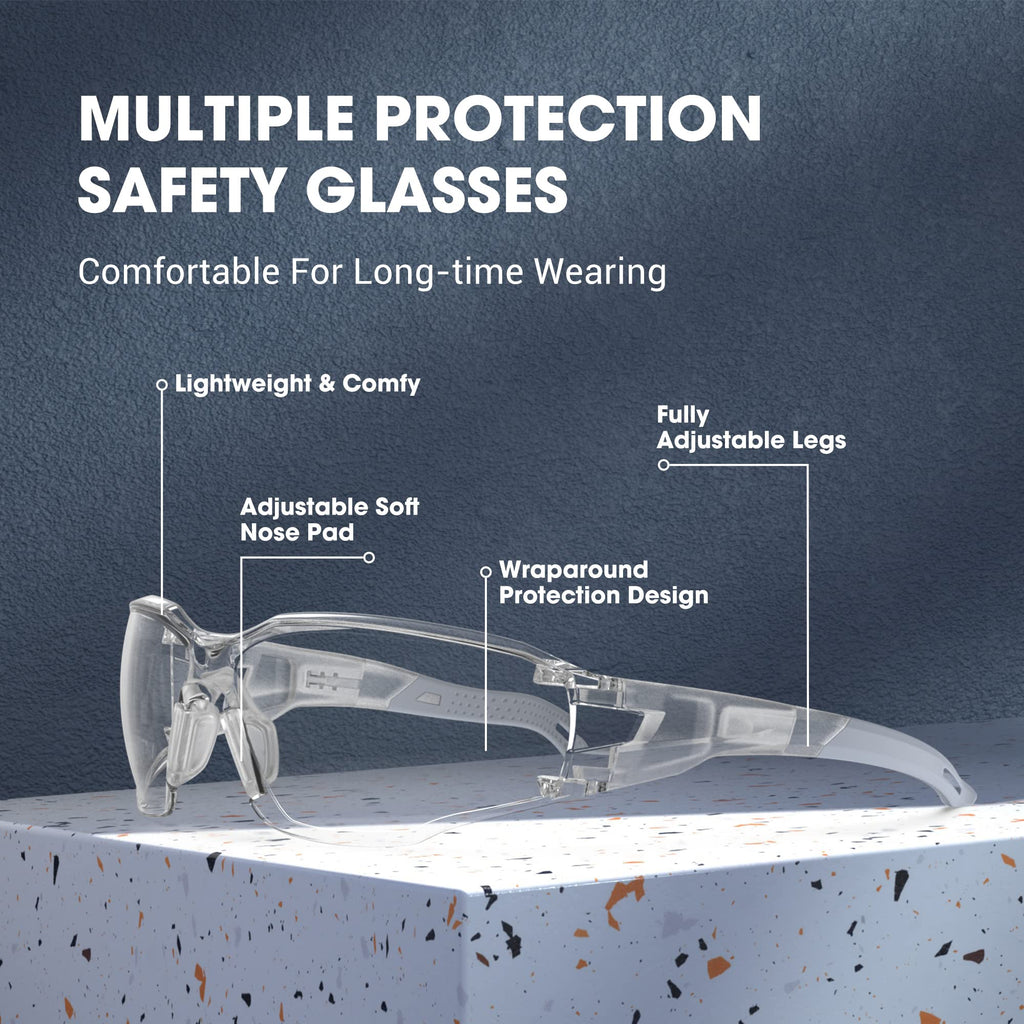 Clear ANSI Z87.1 Safety Glasses Eye Protection Goggles (Grey)