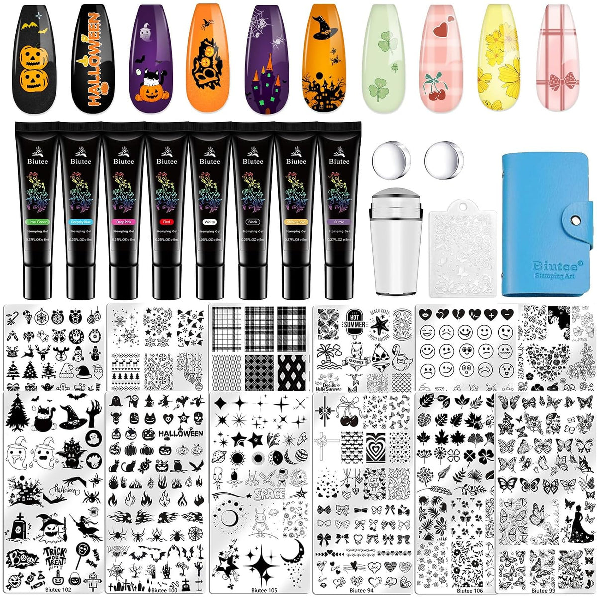 12PCS Nail Stamping Plate Set 8PCS Stamping Nail Gel Polish