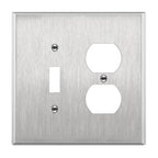 ENERLITES Combination Toggle & Duplex Metal Wall Plate, Midsize, Silver