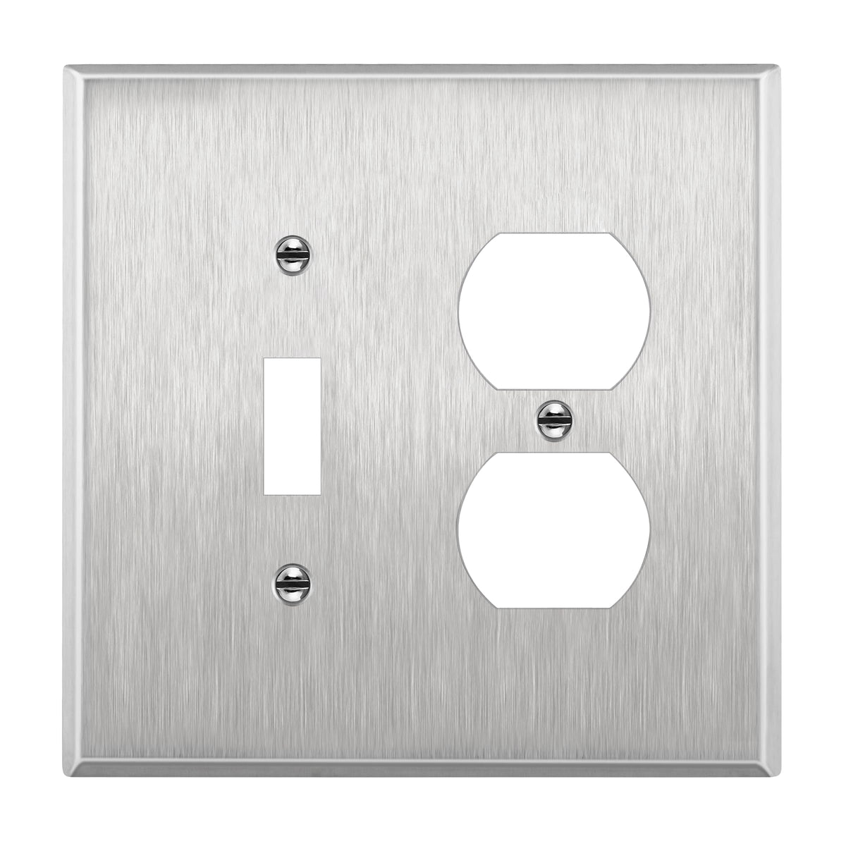 ENERLITES Combination Toggle & Duplex Metal Wall Plate, Midsize, Silver