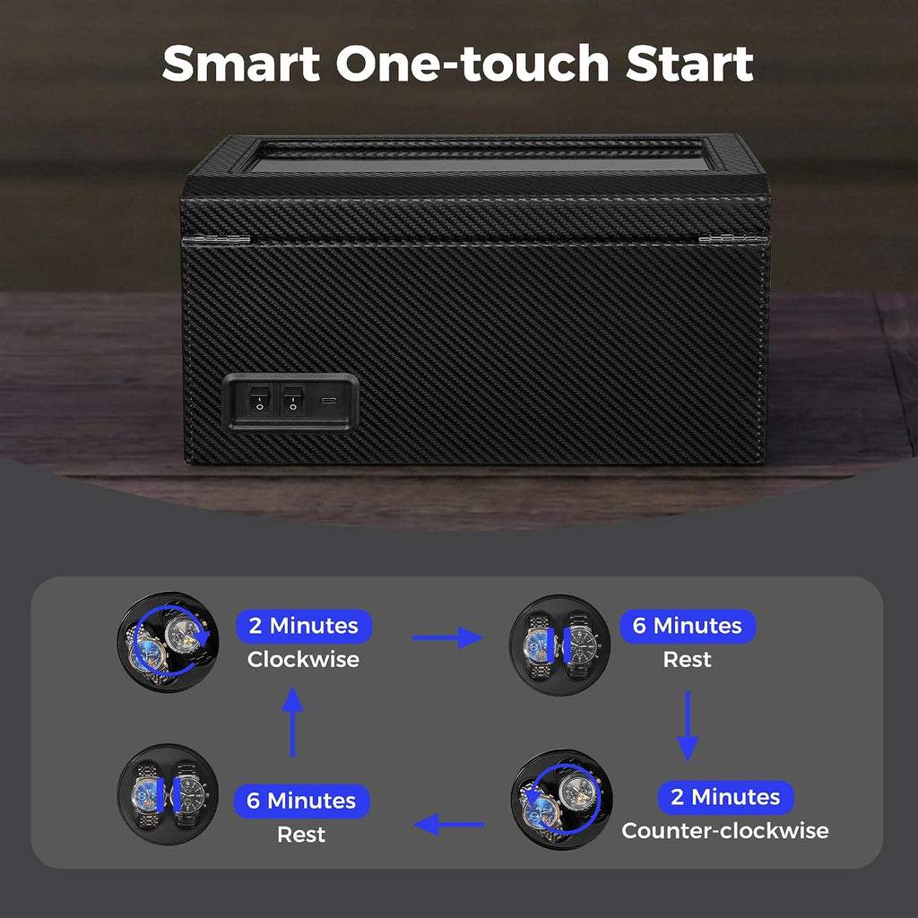 Watch Winders for Automatic Watches, 4 Watch Winder | 6 Storage Case with Quiet Japanese Motor, Automatic Watch