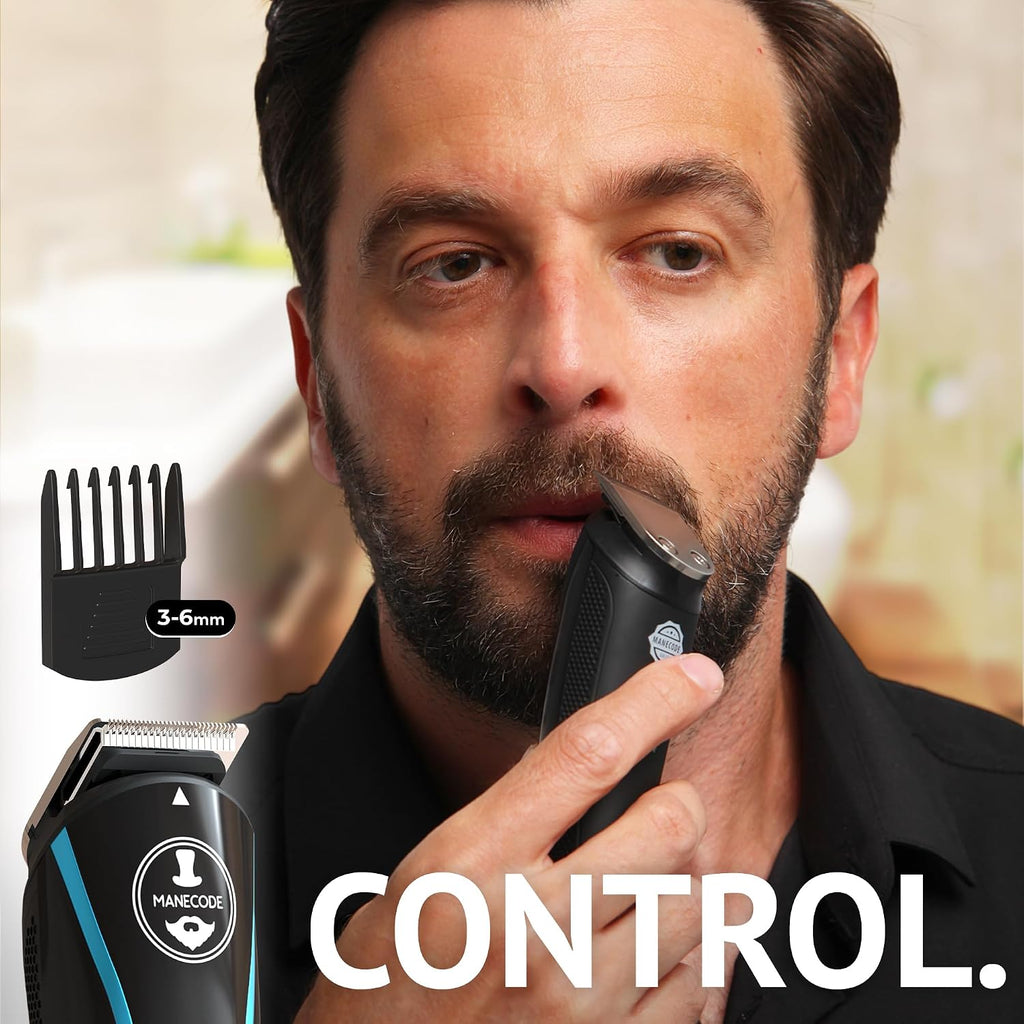 Beard & Hair Trimmer for Men – Self-Sharp Blades USB-C, Waterproof, LED Display Multi-Grooming Kit