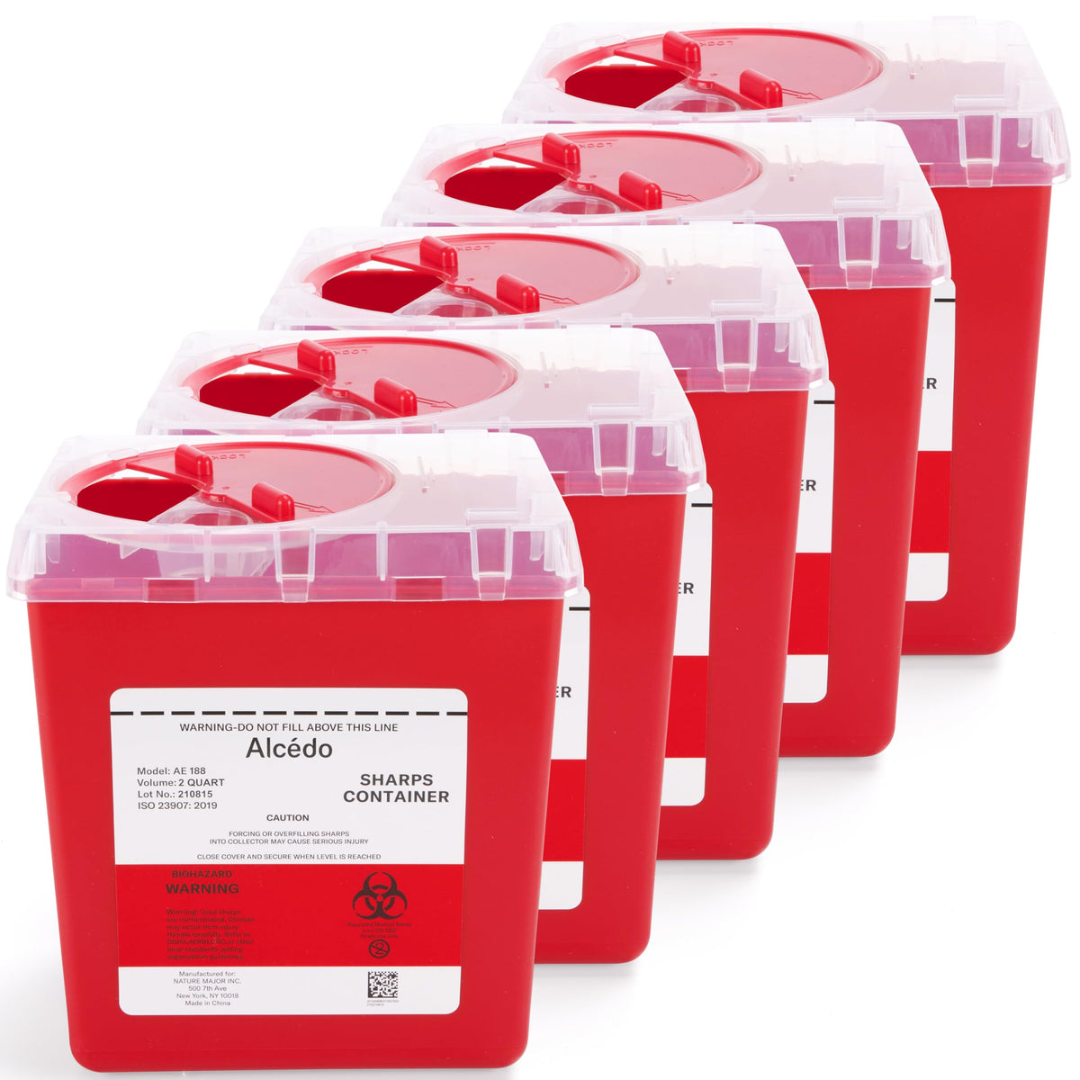 2 Quart Sharps Container (5-Pack) for Needle & Syringe Disposal