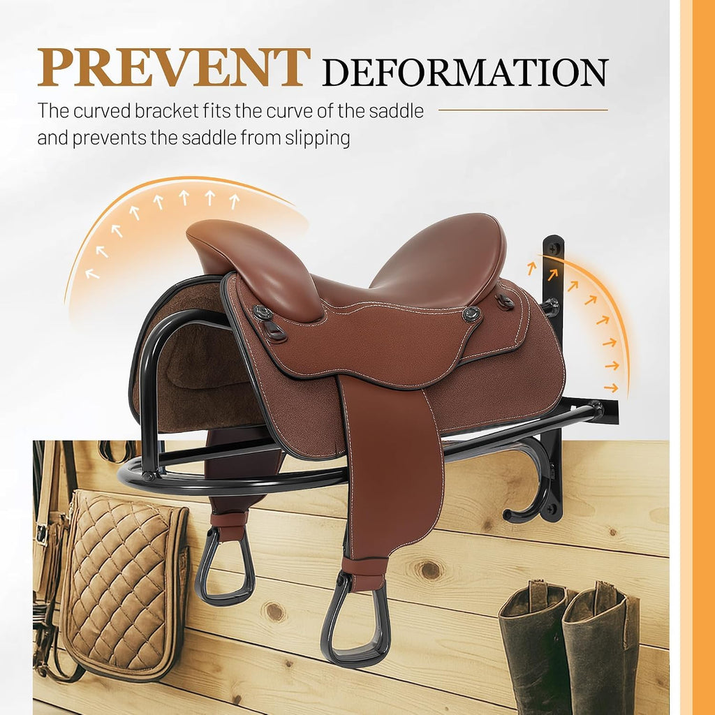 1Pc Saddle Rack Wall Mounted 22.3 x 11.1 x 8.6 Inch with Bridle