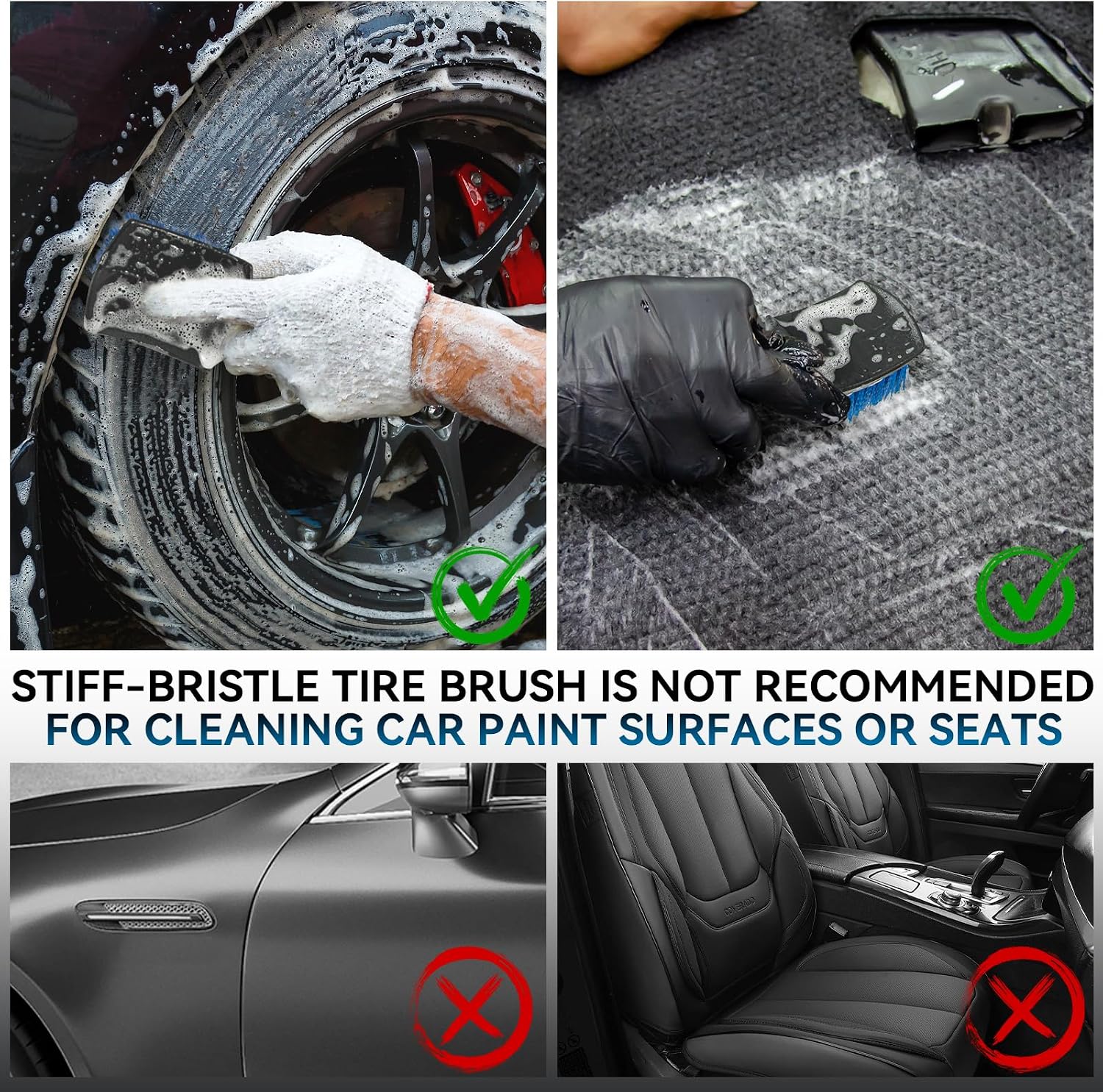 Tire Brushes for Cleaning Tires, Car Wheel Brushes for Cleaning Wheels, Rim Cleaner Brush for Car Detailing, Premium