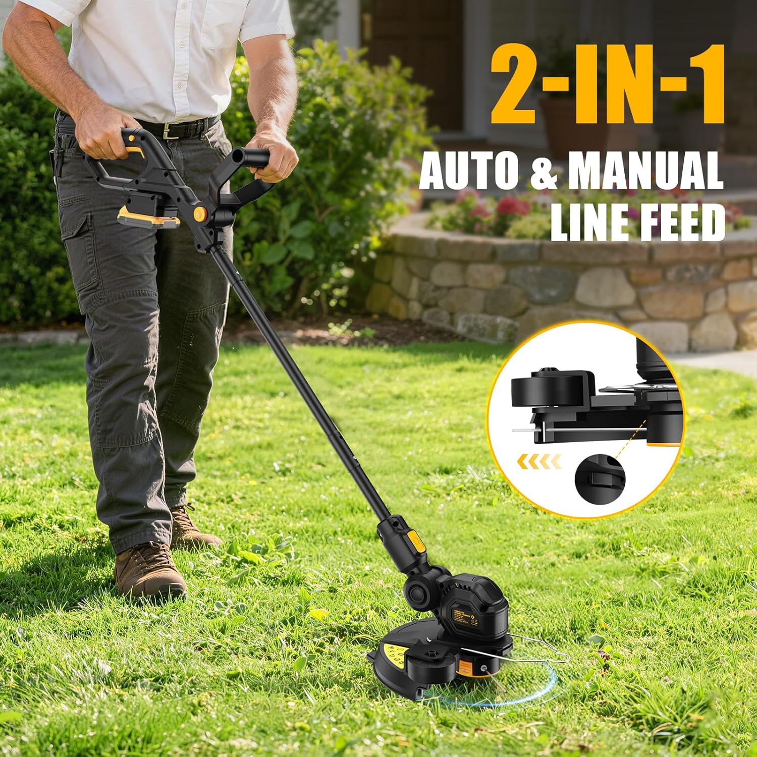 3-in-1 Cordless Weed Eater Compatible with DEWALT 20V Max Battery,Tool Only | 12 Inch String Trimmer with Auto Line