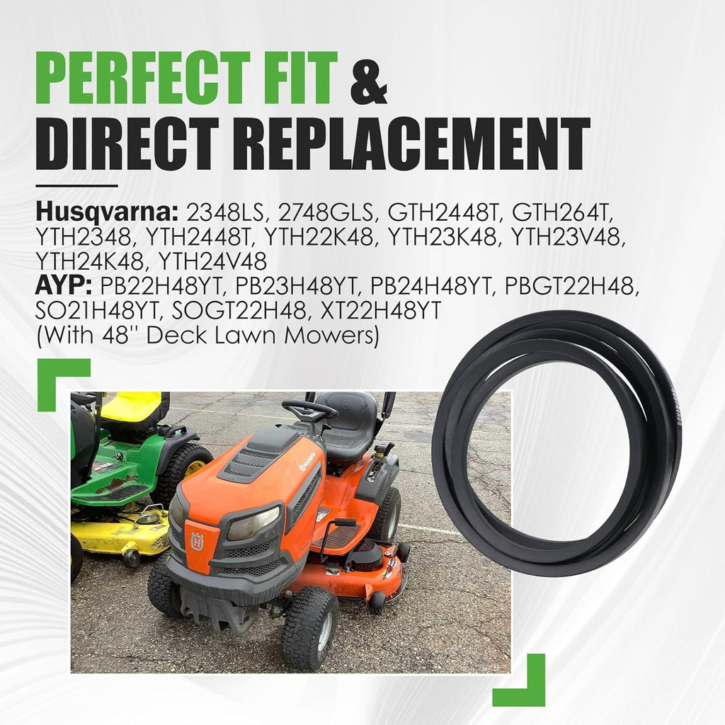 532197242 Mower Deck Belt Fit for Husqvarna YTH24V48 YTH24K48 YTH2348 GTH2448 YTH2448 with 48" Deck Replace#