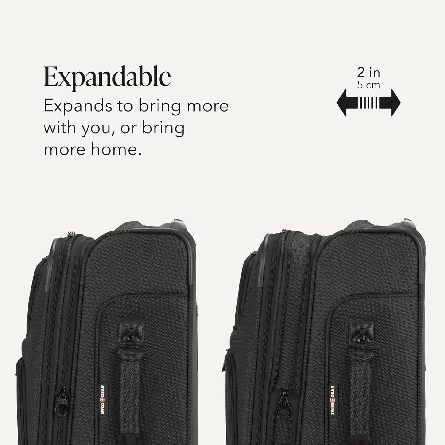 Sion Softside Expandable Spinner Luggage Durable Lightweight Travel Suitcase, Black, Carry-On
