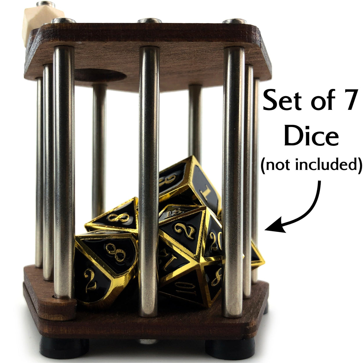 RPG Dice Jail | Metal Bars | Cage for Bad Dice | Prison | Walnut