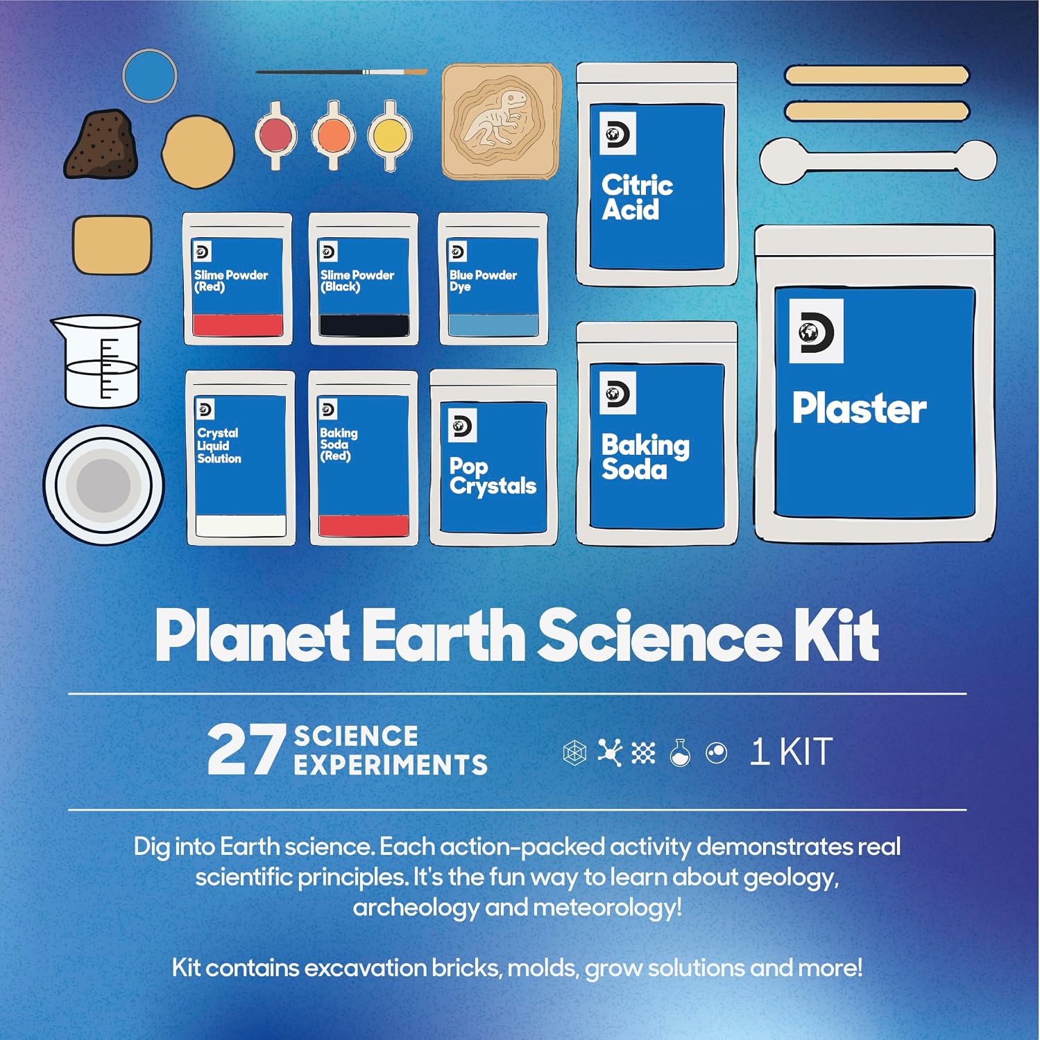 Planet Earth Science Kit for Kids| 27 Science Experiments| Erupting Volcano, Slime Lava, Geodes, Grow Crystals, Dino