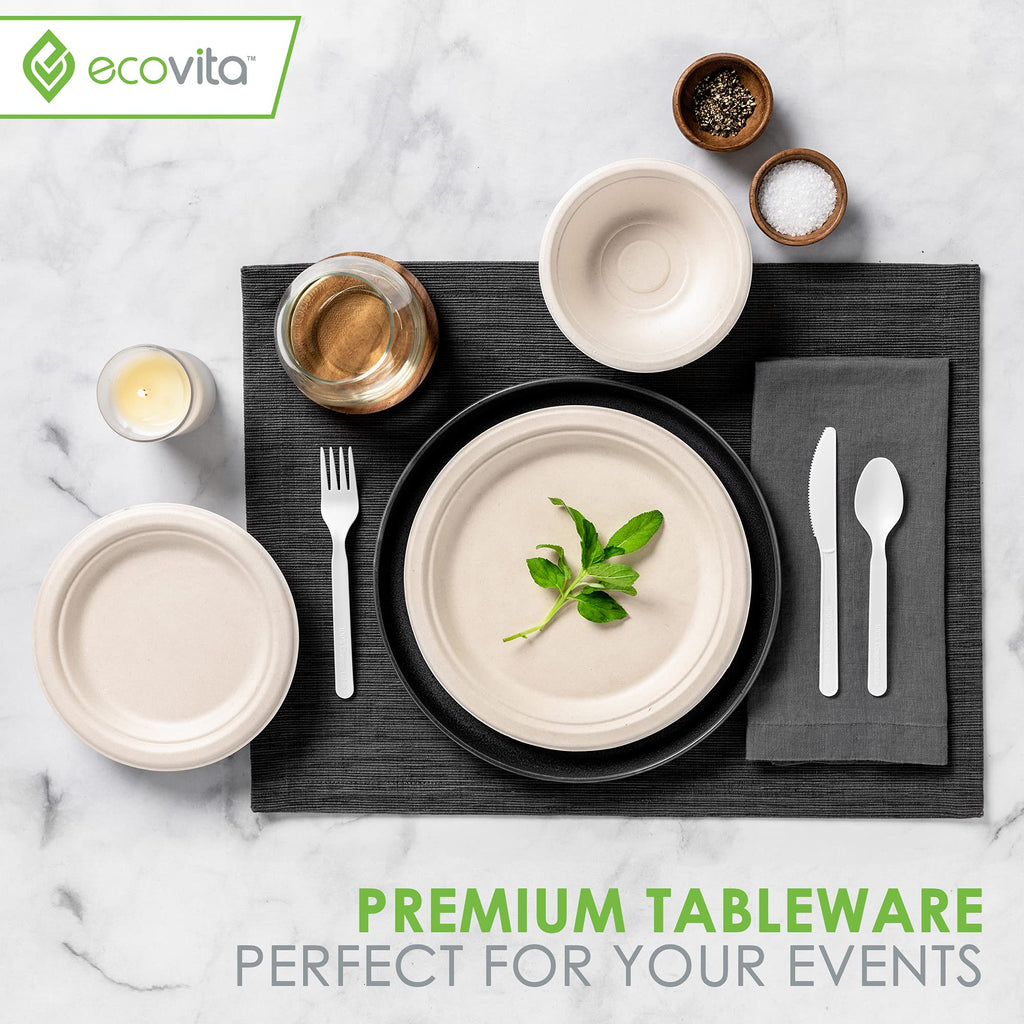 100% Compostable Spoons - 500 Large Disposable Utensils (6.5 in.) Bulk Size Eco Friendly Durable and Heat Resistant