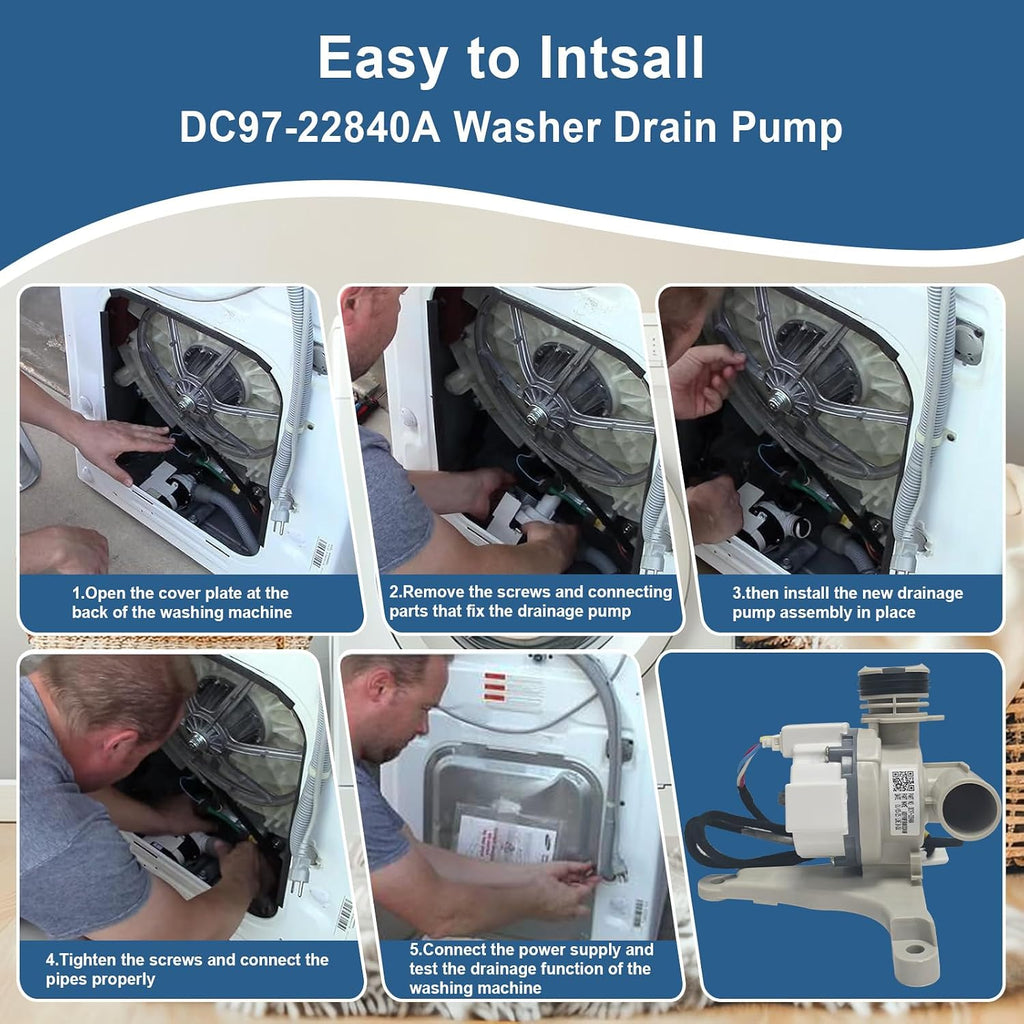 DC97-22840A, DC31-00201A Drain Pump Assembly Compatible with Samsung Washer