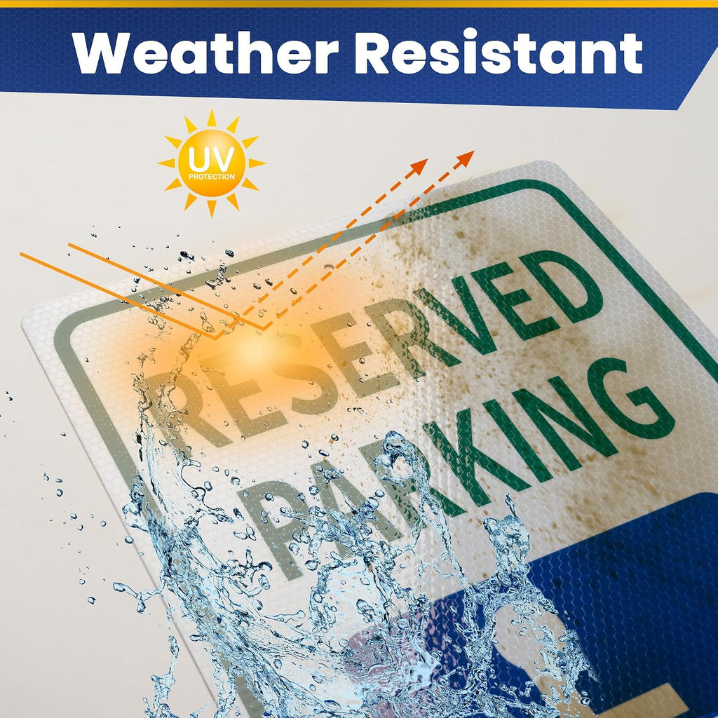 Handicap Parking Sign 12x18 inch Reserved Parking Sign 3M High Intensity Grade Reflective UV Protected & Weather