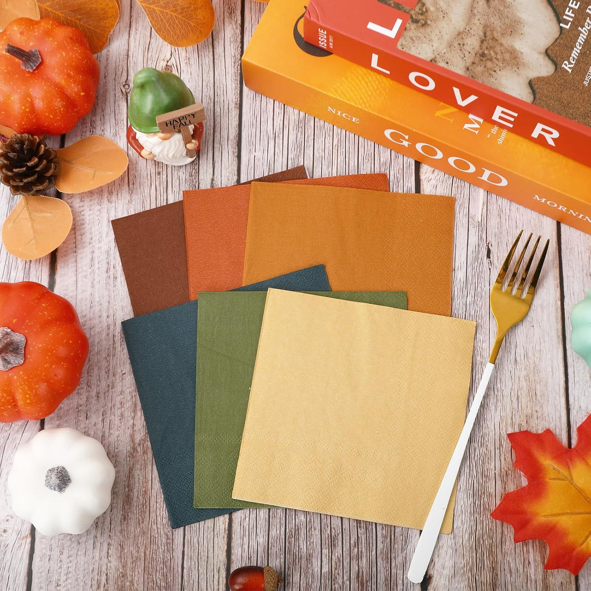 120 Pack Fall Cocktail Napkins Disposable Paper Beverage Napkins