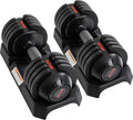 Adjustable Dumbbell Set, 25/52LB Pair with Tray for Workout Strength Training Fitness, Adjustable Weight Dial